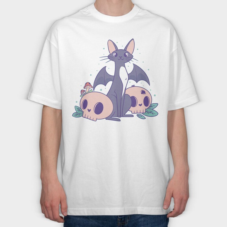 Pastel Goth Bat Cat Cute, Tricou Oversize Barbati (Unisex)