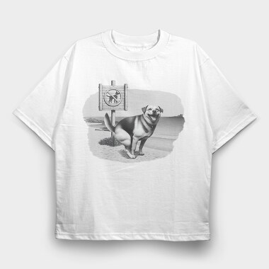 Funny Dog Sign No Dogs Allowed, Tricou Oversize Barbati (Unisex)