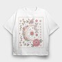 Floral Ornamental Moon Decoration, Tricou Oversize Barbati (Unisex)