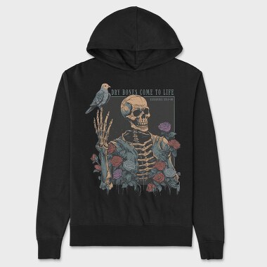 Floral Skeleton With A Bird Dove Life, Hanorac Oversize Barbati (Unisex)