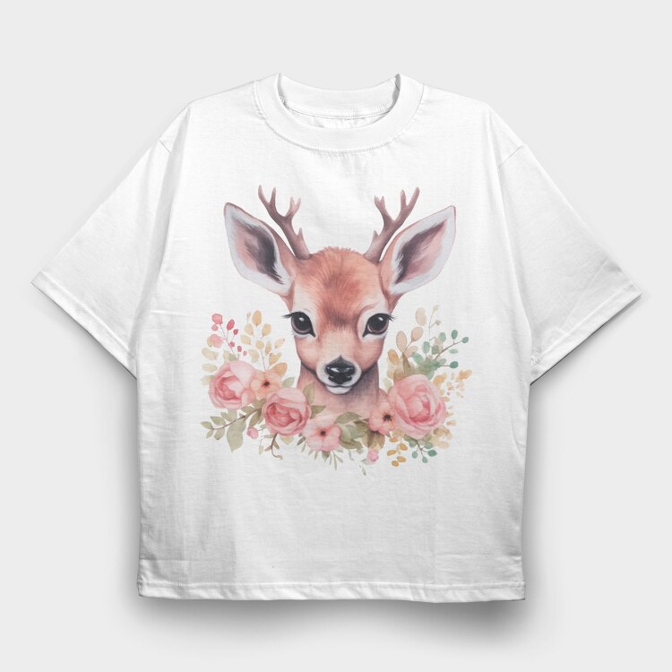 Florla Deer Throw Pillow, Tricou Oversize Barbati (Unisex)