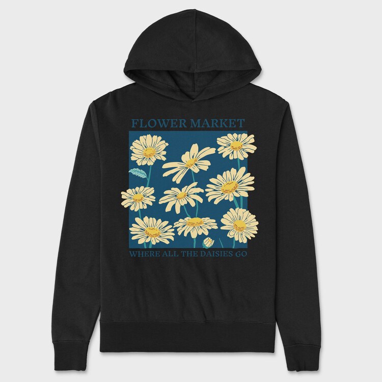 Flower Market Daisies, Hanorac Oversize Barbati (Unisex)