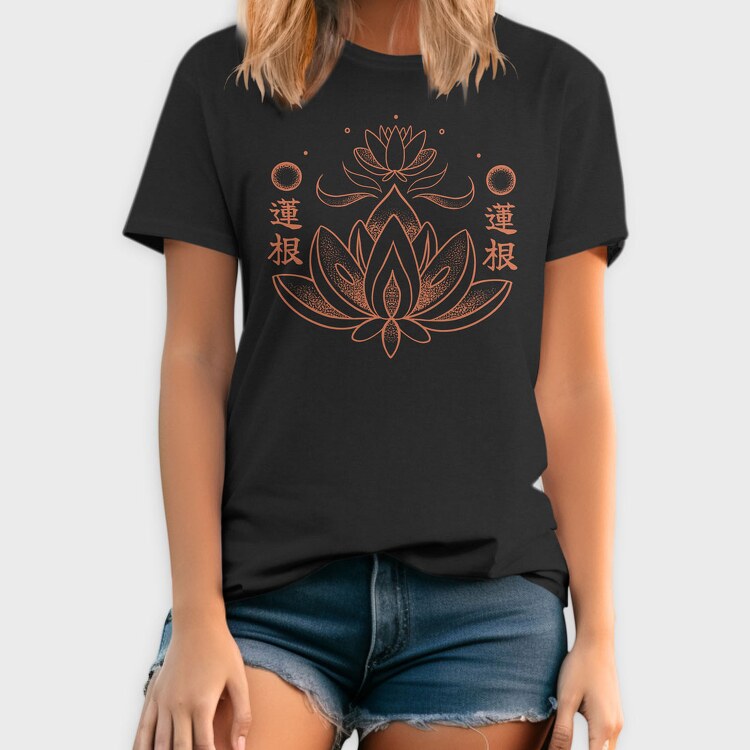 Lotus Flower Orange Japanese, Tricou Barbati (Unisex)