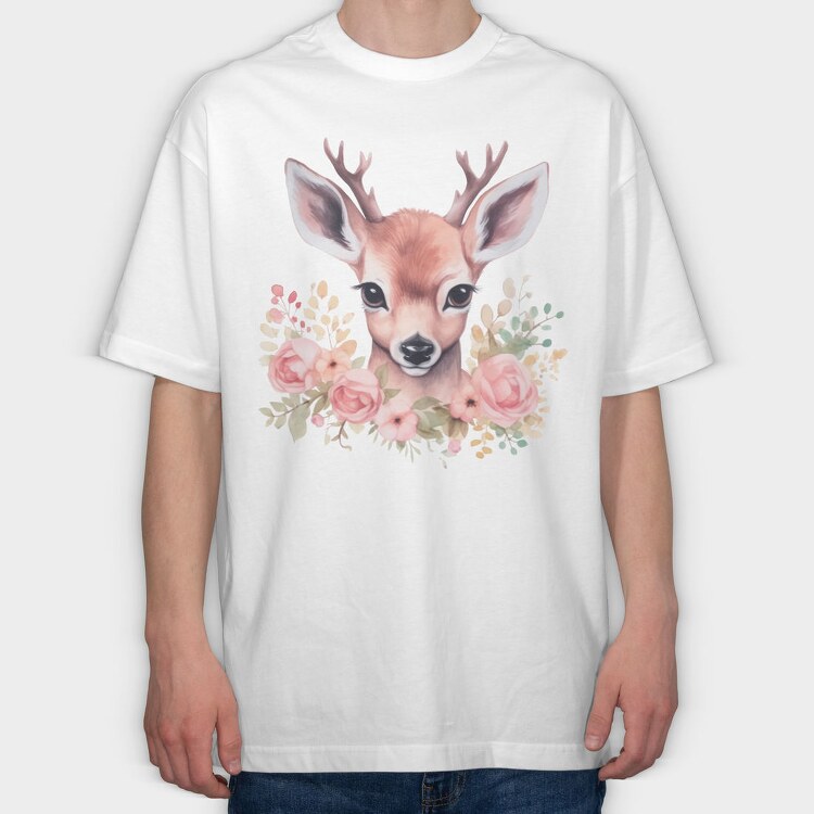 Florla Deer Throw Pillow, Tricou Oversize Barbati (Unisex)