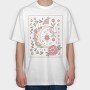 Floral Ornamental Moon Decoration, Tricou Oversize Barbati (Unisex)