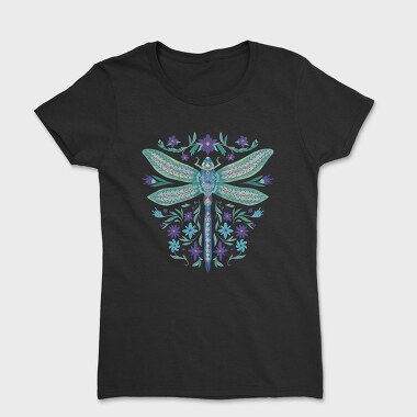 Floral Dragonfly Watercolor, Tricou Femei