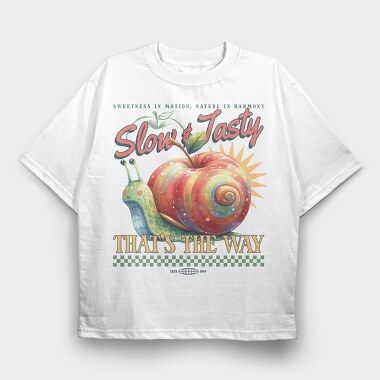 Slow And Tasty Apple Snail, Tricou Oversize Barbati (Unisex)