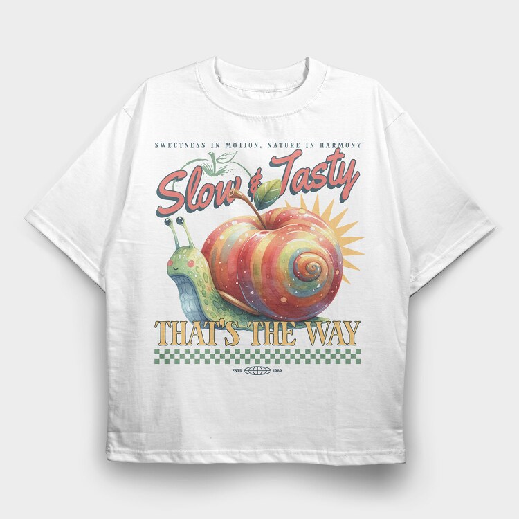 Slow And Tasty Apple Snail, Tricou Oversize Barbati (Unisex)