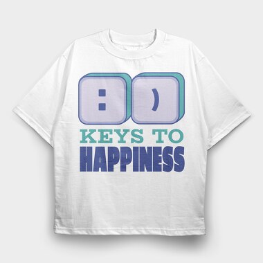 Smile Keys To Happiness Quote, Tricou Oversize Barbati (Unisex)