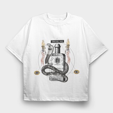 Snake Animal On Poison Bottle Vintage, Tricou Oversize Barbati (Unisex)