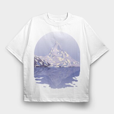 Snow Mountain Landscape, Tricou Oversize Barbati (Unisex)