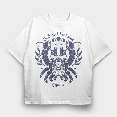 Soft Soul Hard Shell Cancer Zodiac Handmade, Tricou Oversize Barbati (Unisex)