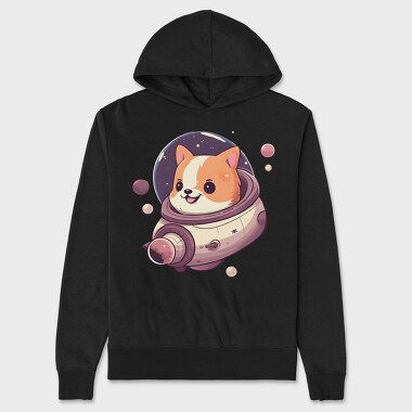 Space Faring Dog Illustration Spaceship, Hanorac Oversize Barbati (Unisex)