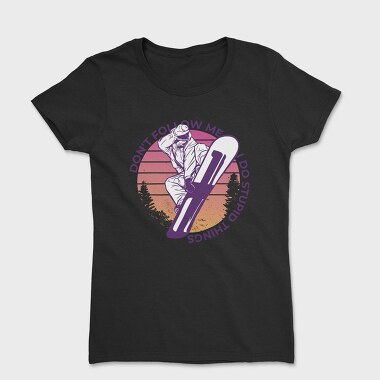 Snowboard Retro Sunset, Tricou Femei