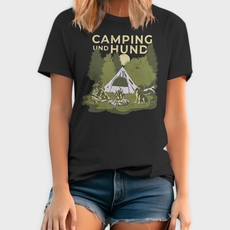 Camping and Hund, Tricou Barbati (Unisex)