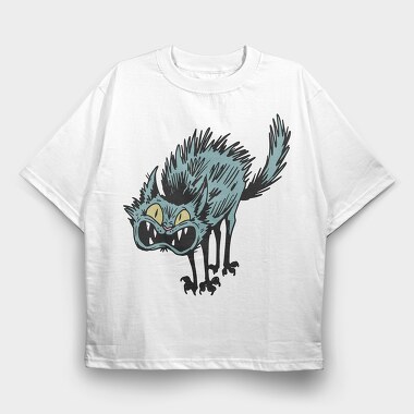 Spooky Cat Grin, Tricou Oversize Barbati (Unisex)