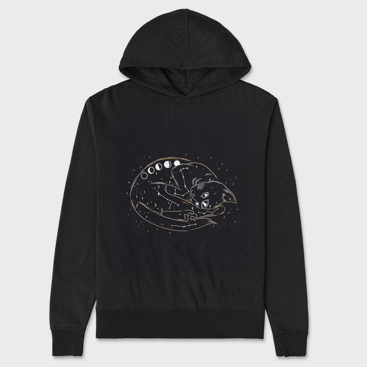Galaxy Cat, Hanorac Oversize Barbati (Unisex)