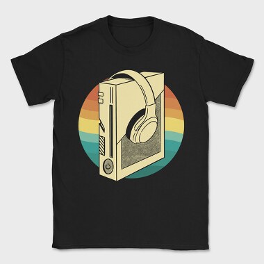 Game Console And Headphones Gaming Retro Sunset, Tricou Barbati (Unisex)