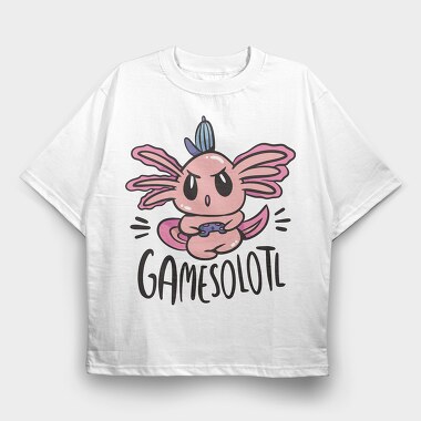 Gamer Axolotl Gamesolotl, Tricou Oversize Barbati (Unisex)