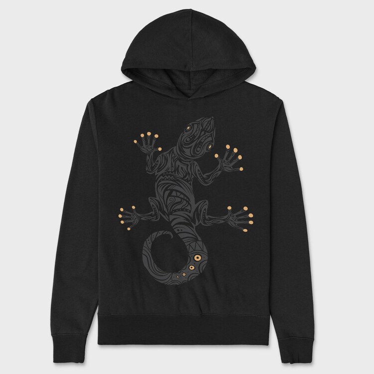 Gecko Tribal Art Hawaiian, Hanorac Oversize Barbati (Unisex)