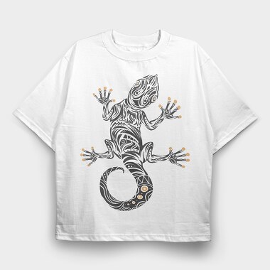 Gecko Tribal Art Hawaiian, Tricou Oversize Barbati (Unisex)