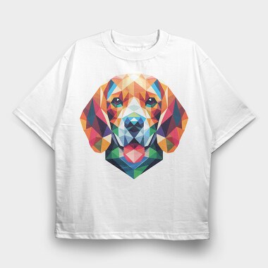 Geometric Beagle, Tricou Oversize Barbati (Unisex)