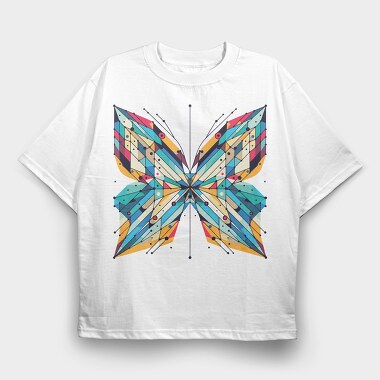 Geometric Butterfly, Tricou Oversize Barbati (Unisex)