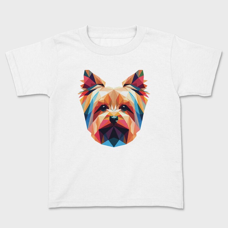 Geometric Yorkshire Terrier Poly Dog, Tricou Copii