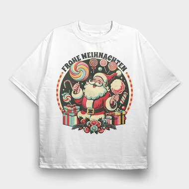 German Christmas Cotton Candy Santa, Tricou Oversize Barbati (Unisex)