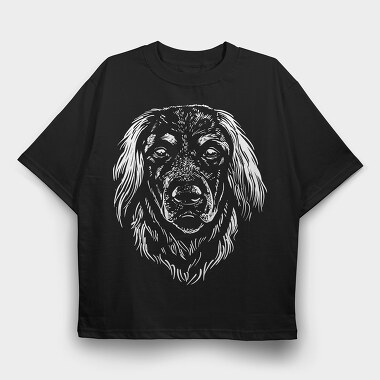 German Dog Breed Hovarwart Head, Tricou Oversize Barbati (Unisex)