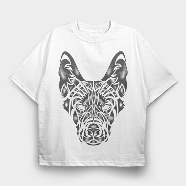 German Shepherd Dog Animal Monochrome Fade, Tricou Oversize Barbati (Unisex)