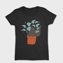 Black Cat In A Pot Of Houseplants, Tricou Femei