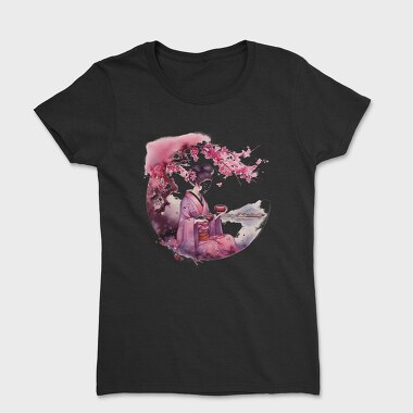 Geisha With Sakura Tea, Tricou Femei
