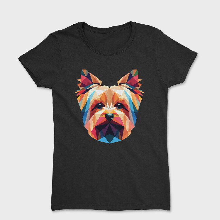 Geometric Yorkshire Terrier Poly Dog, Tricou Femei