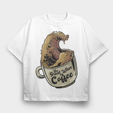 Great Wave Coffee Cup, Tricou Oversize Barbati (Unisex)
