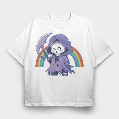 Grim Reaper Rainbow Smile Reaper, Tricou Oversize Barbati (Unisex)