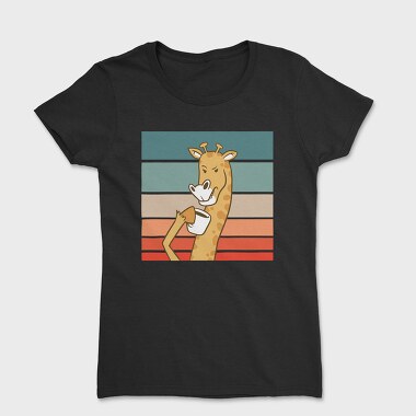 Giraffe Drinking Coffee, Tricou Femei