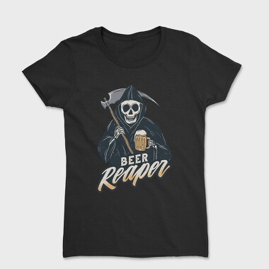 Grim Reaper Drinking Beer Skull, Tricou Femei