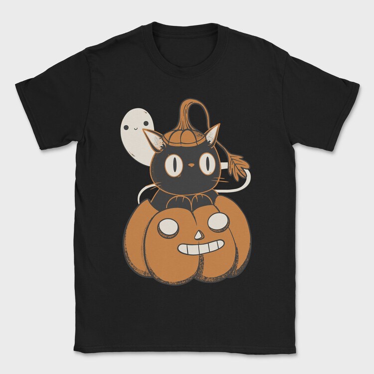 Black Cat Inside Pumpkin, Tricou Barbati (Unisex)