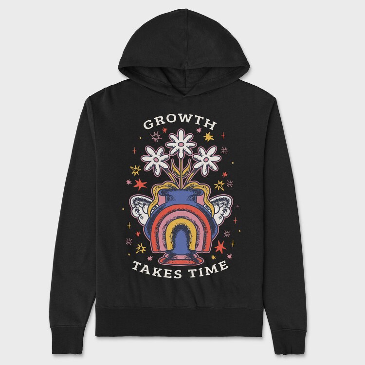 Growth Takes Time Floral Vase 02, Hanorac Oversize Barbati (Unisex)