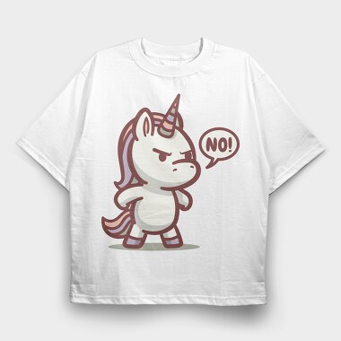 Grumpy Denial Unicorn No, Tricou Oversize Barbati (Unisex)