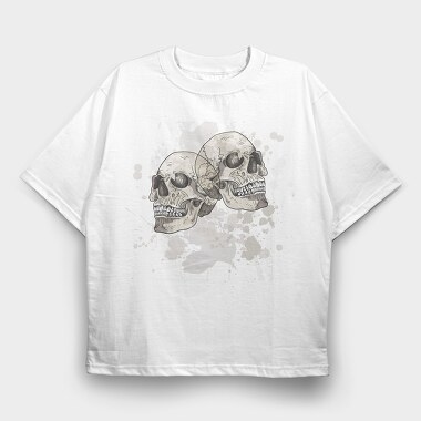 Grungy Skulls Halloween Emblem, Tricou Oversize Barbati (Unisex)