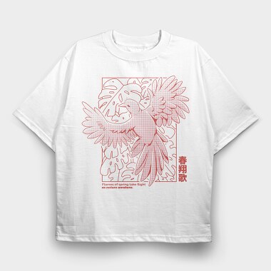 Halftone Spring Bird, Tricou Oversize Barbati (Unisex)