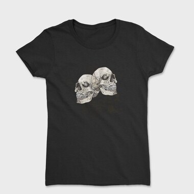 Grungy Skulls Halloween Emblem, Tricou Femei