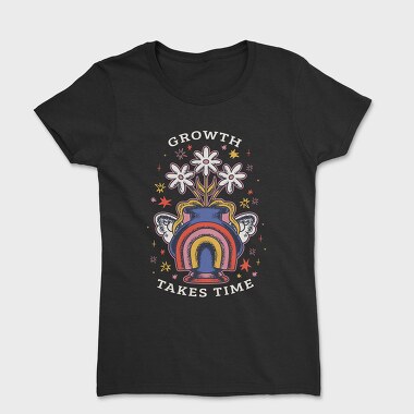 Growth Takes Time Floral Vase 02, Tricou Femei