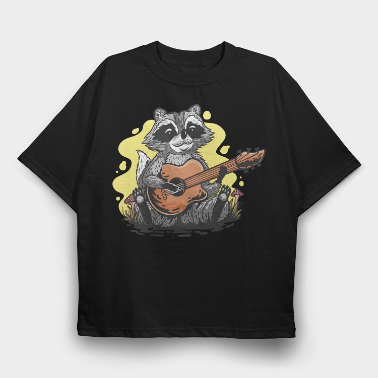 Guitarist Raccoon Racoon, Tricou Oversize Barbati (Unisex)