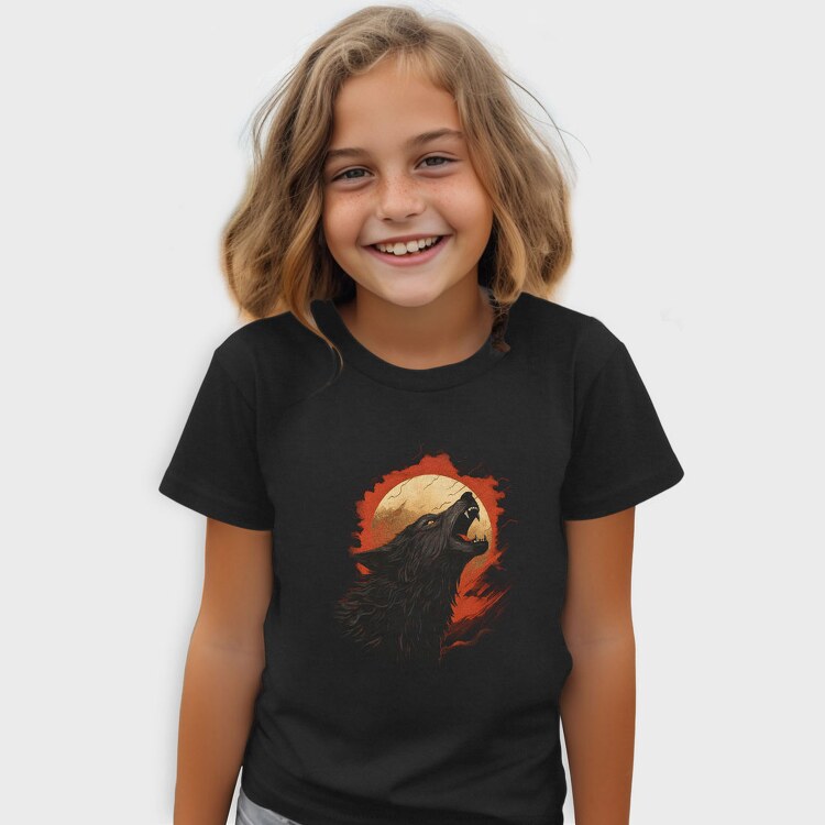 Wolf Howling Moon Red, Tricou Copii