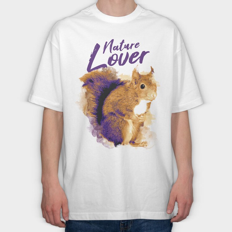 Squirrel Animal Watercolor Nature Lover, Tricou Oversize Barbati (Unisex)