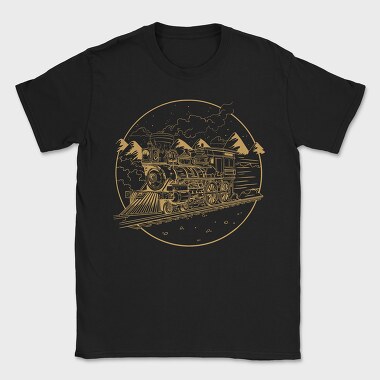 Steam Train Hand Drawn Locomotiv, Tricou Barbati (Unisex)