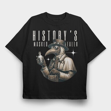Steampunk Plague Mask Pest, Tricou Oversize Barbati (Unisex)